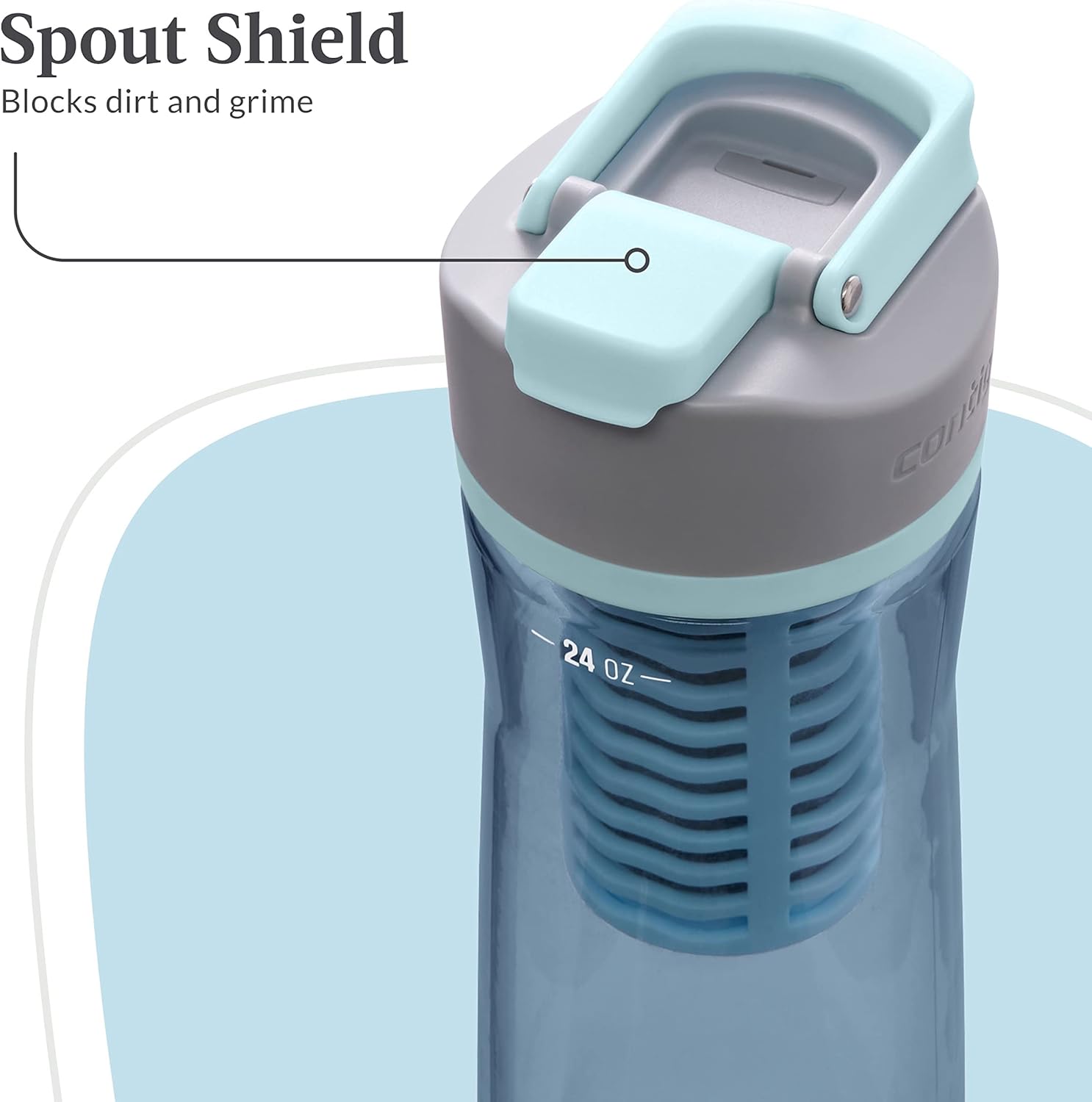 Contigo Clybourn Plastic FreeFlow Filter Water Bottle with AUTOSEAL spill-proof Lid 24oz., Dark Ice - Image 6