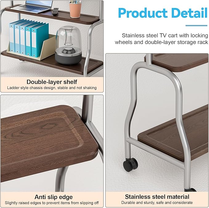 Soporte de TV rodante para pantallas de 32 a 75 pulgadas, acero inoxidable miniatura 5