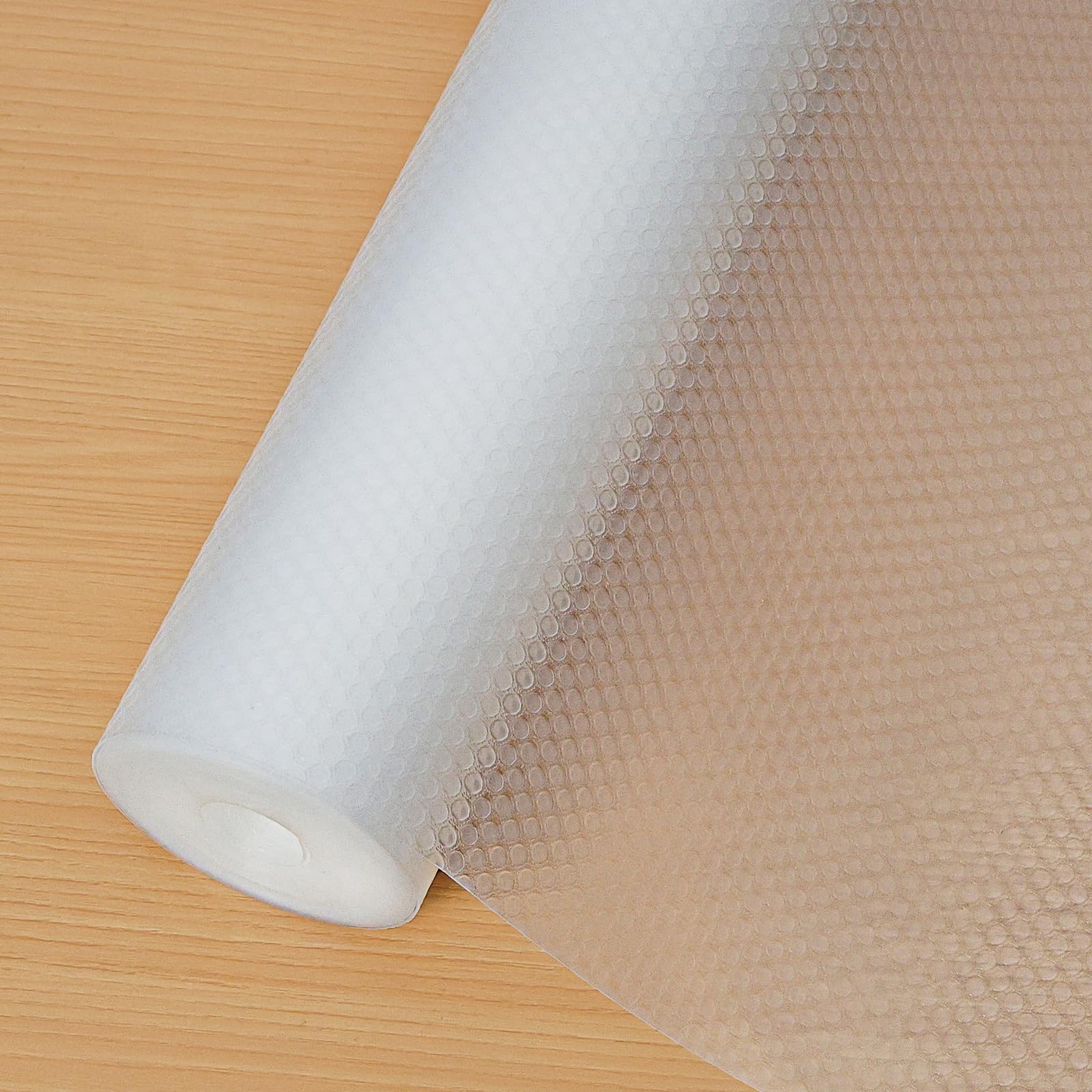 Hersvin Regaleinlagen, 61 x 6 m, EVA-Schubladenmatten, nicht klebender Schrankschutz, Küchenschrankauskleidung, Kühlschrankauskleidung (transparent, flacher Punkt, 61 x 610 cm)