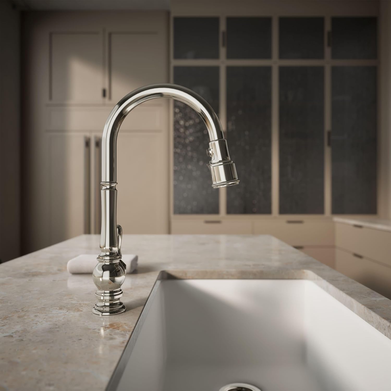 KOHLER K-99259-SN Artifacts Kitchen Sink Faucet, 17.63 x 4.31 x 8.50 Inches, Vibrant Polished Nickel