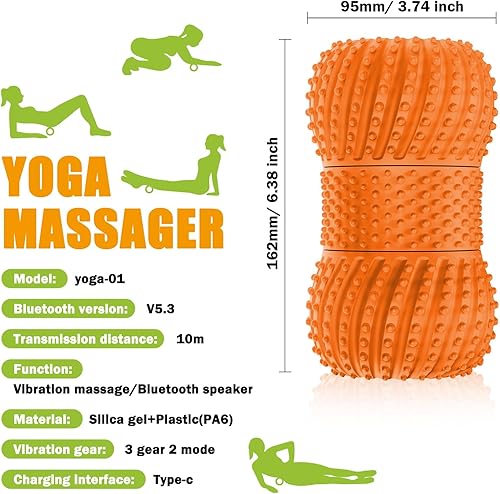 Miniatura 7 de Alivio de la fascitis plantar, masajeador de rodillo muscular, masajeador eléctrico portátil con audio Bluetooth, 3 niveles de vibración (gris)