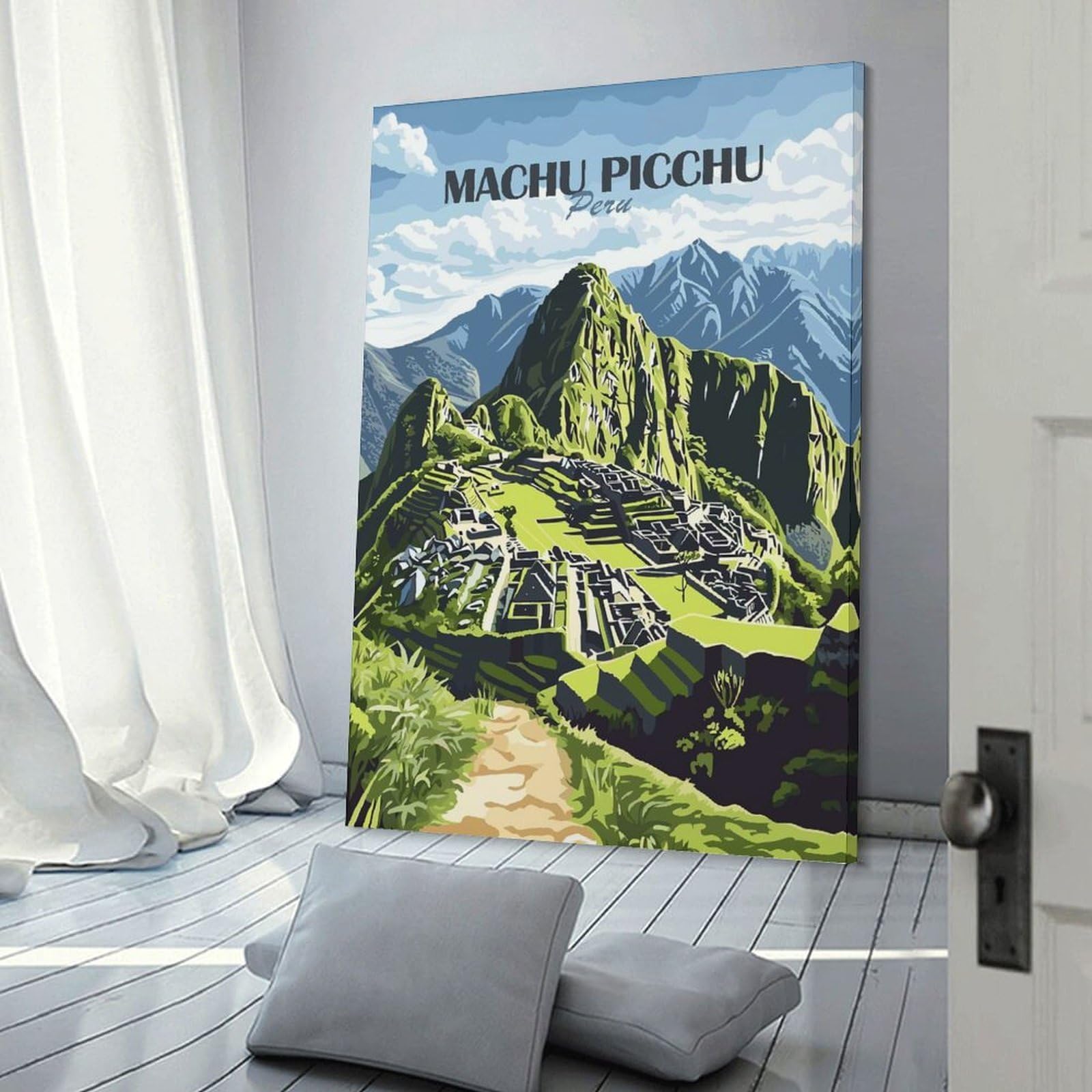 Junmoney Decorative Canvas Print Machu Picchu Peru, 24x36inch(60x90cm), for Home Office, Desk Area Or Studio, Home Office Artwork with Decorative Appeal