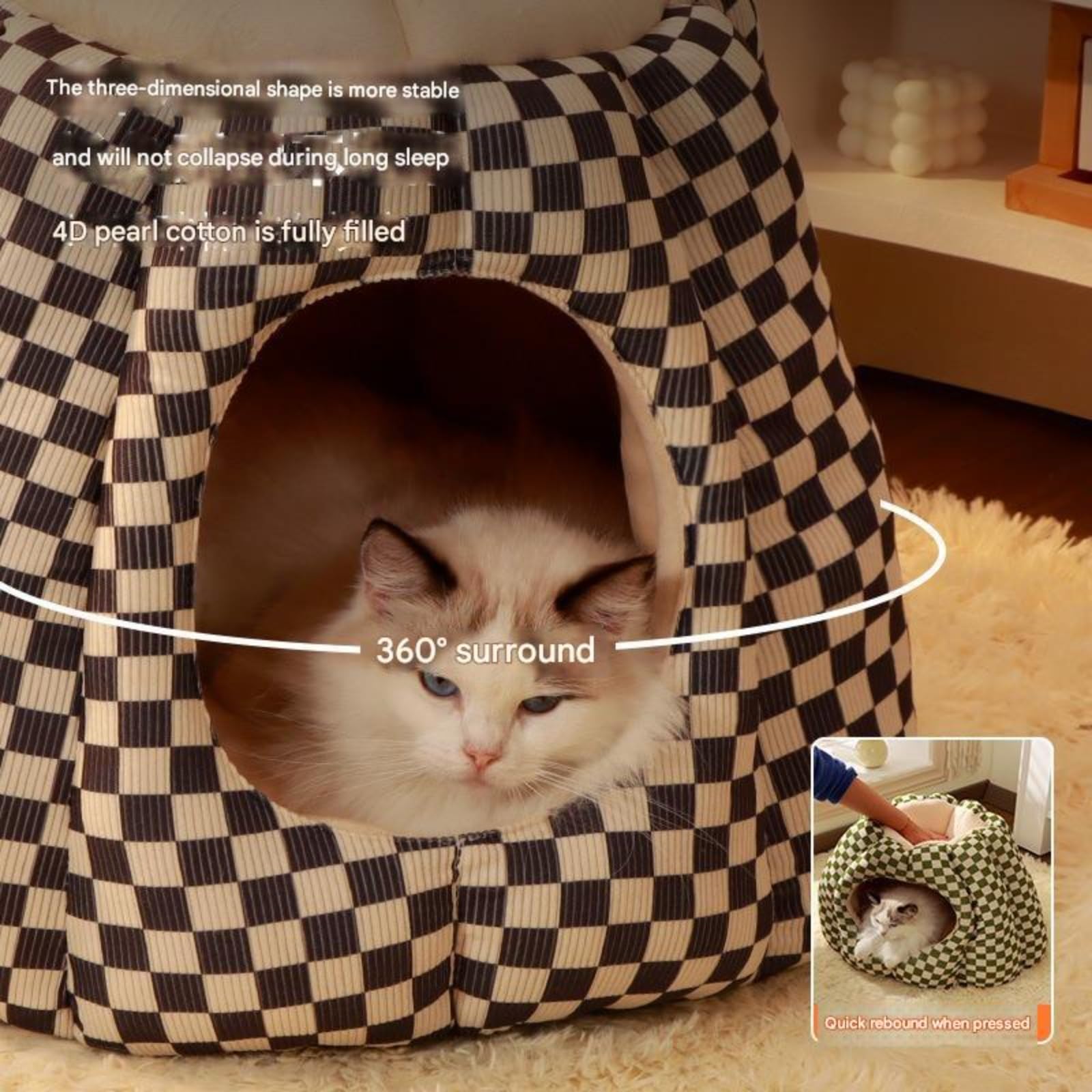 Générique Lit pour Chat, Tente Igloo pour Chat, Lit Confortable pour Animaux De Compagnie pour Petits Chiens Et Chats Lit Doux en Peluche pour Chat Lit Niche pour Chat 46 * 46 * 32 CM