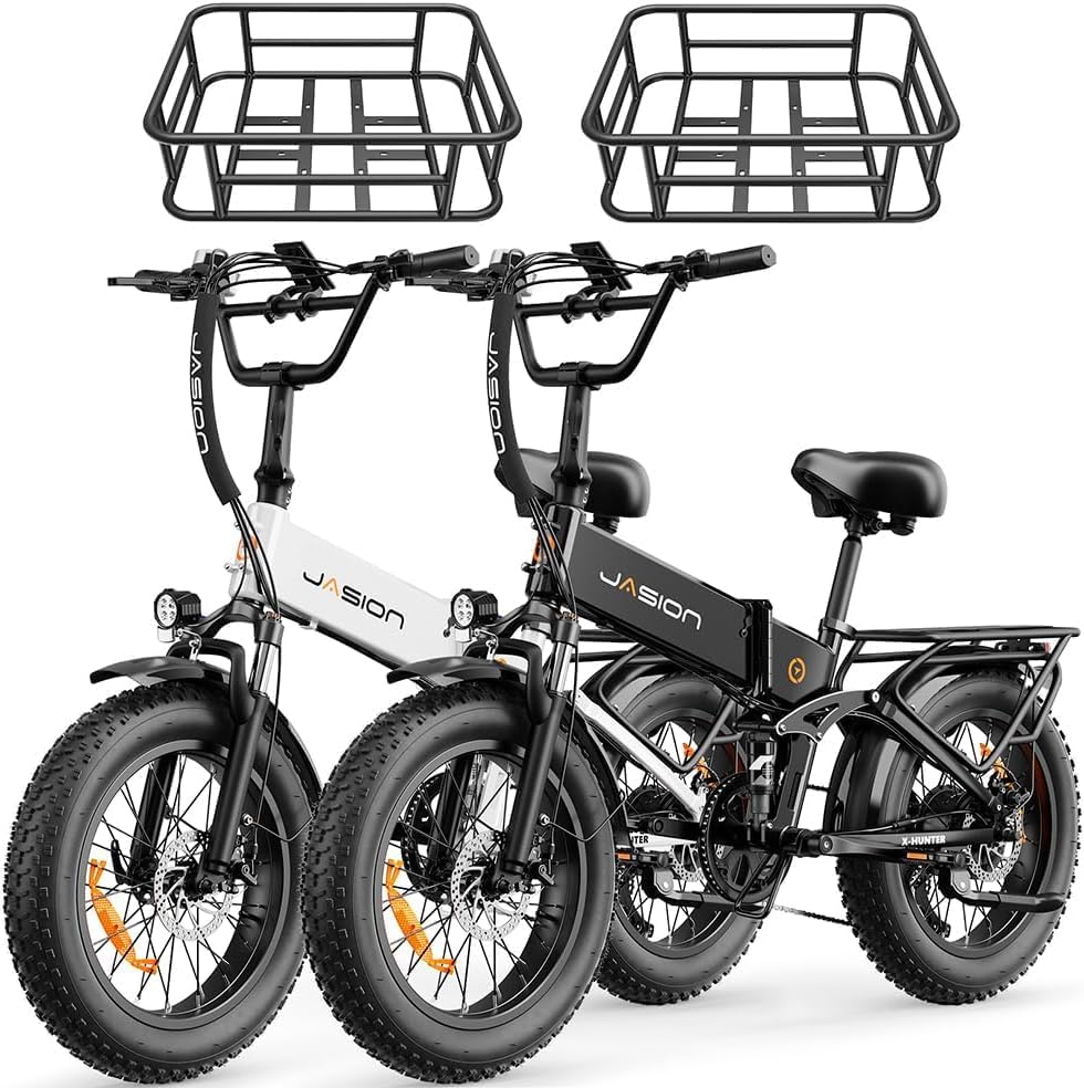 Jasion X-Hunter/ST/PRO Electric Bike for Adults,1800W/1400W Peak 20''Fat Tire Foldable Ebike,Folding E Bike Up to 80/70 Miles Range,720/624WH Removable Battery,30 MPH E Bike,Certified by UL2849