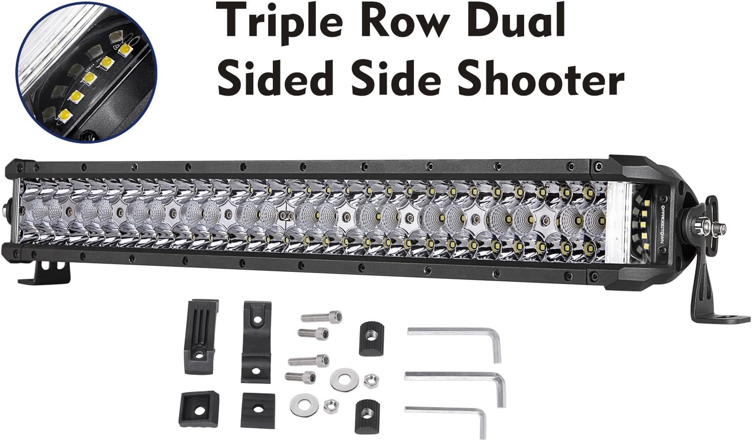 Side Shooter LED Light Bar, OFFROADTOWN 20'' 270W LED Light Bar Off Road Lights Driving Lights Led Fog Light OSRAM Work light Waterproof for Truck Jeep Motorcycle Pickup Boat, 3 Year Warranty