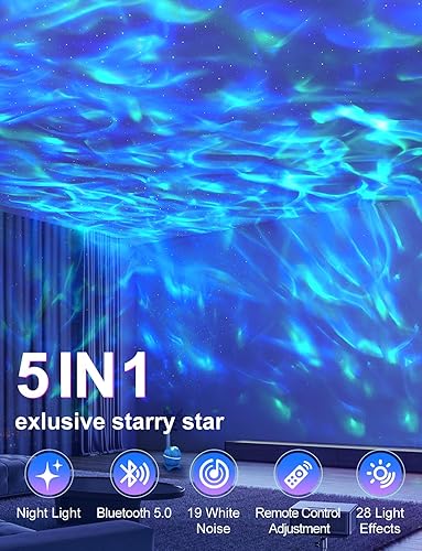 Miniatura 2 de LUNALE Proyector de galaxia, 28 efectos de luz Proyector de estrellas para decoración de habitación, ruido blanco y control remoto, proyector de