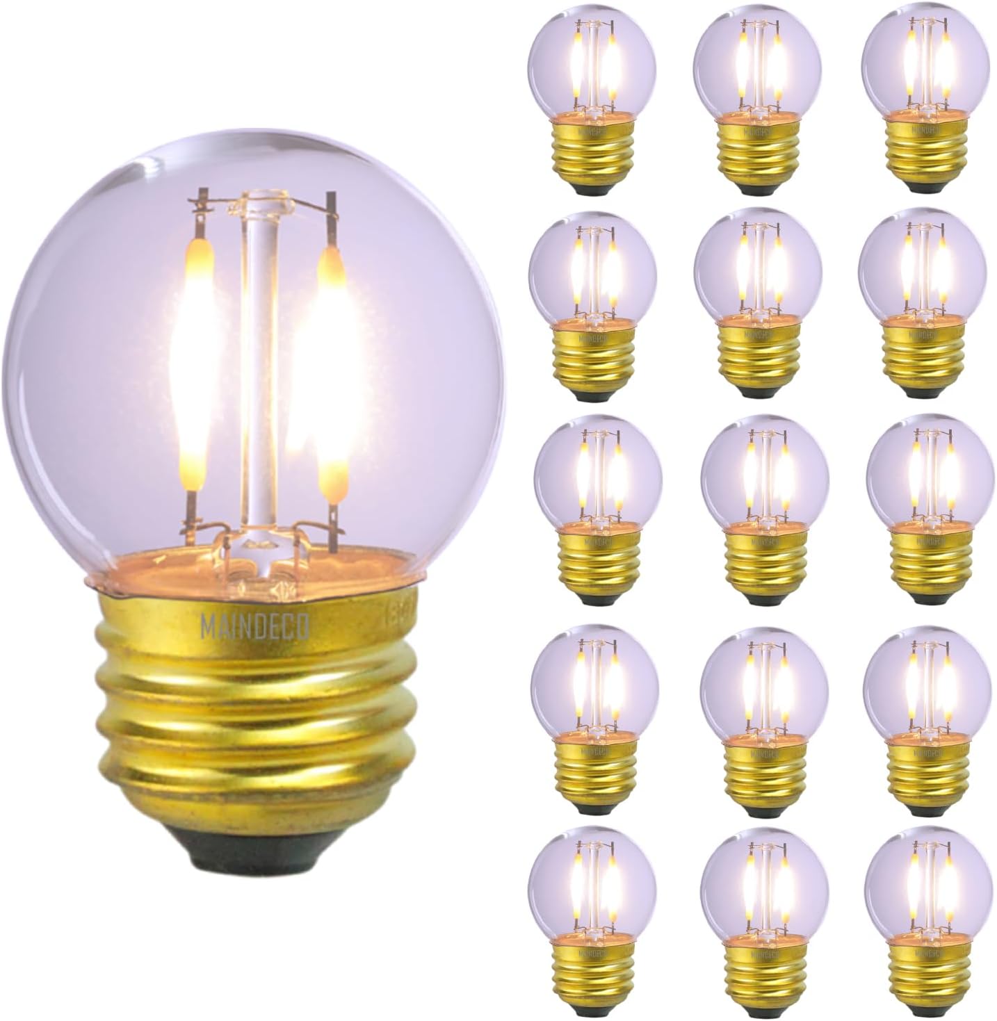 G40 Low Wattage Bulb,E26 Base,1W Mini Globe LED Bulb, 2700K Warm White Low Light Bulb,for Small Lamp,15 Pack