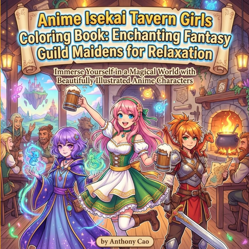 Anime Isekai Tavern Girls Coloring Book: Enchanting Fantasy Guild Maidens for Relaxation: Immerse Yourself in a Magical World with Beautifully Illustrated Anime Characters (Teen To Adults sensuals)
