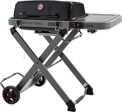 Parrilla de gas propano con carrito plegable y construcción resistente, ruedas grandes todo terreno para un fácil movimiento, parrilla de barbacoa