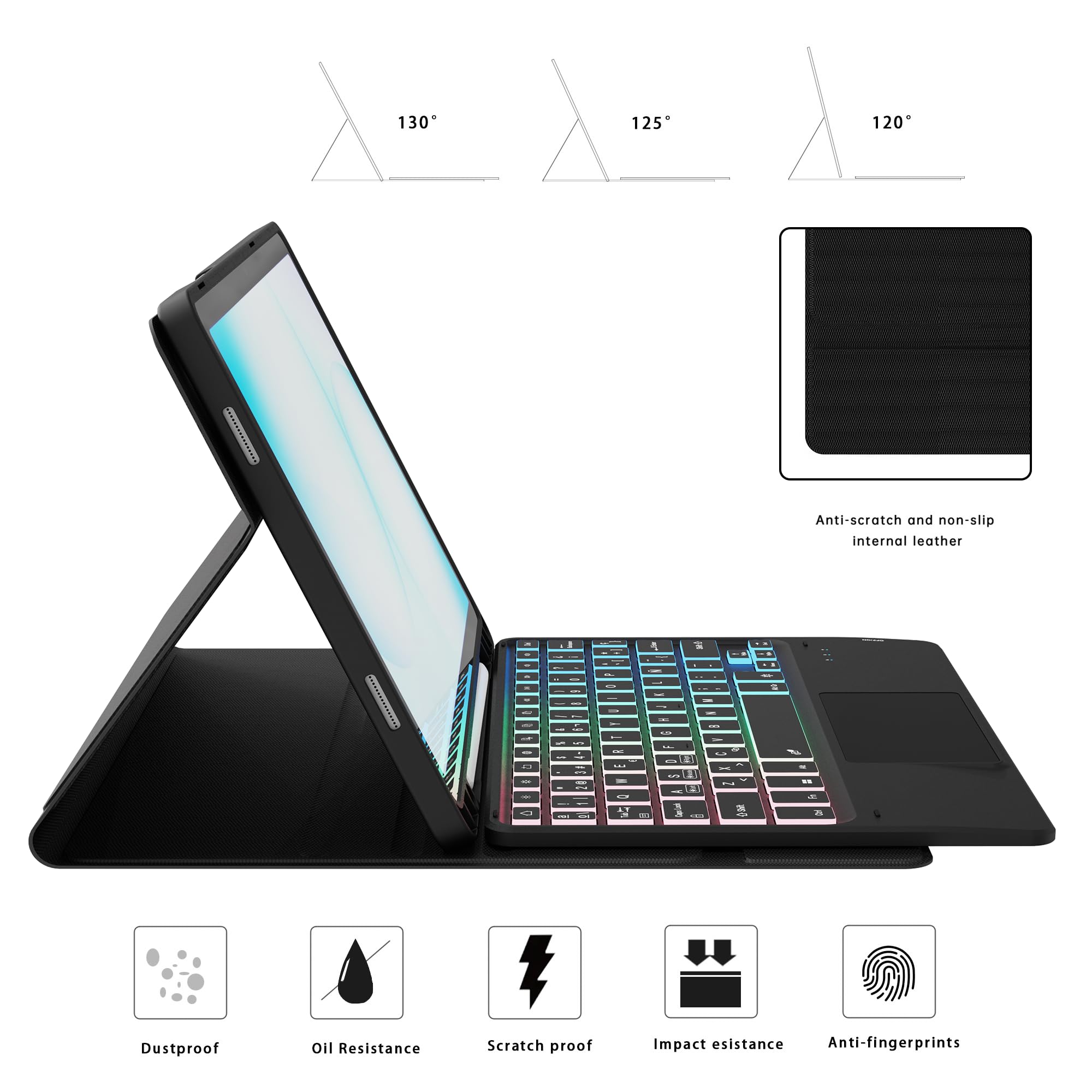 Funda con teclado Para Samsung Galaxy Tab A11 Plus 2025/A9+ Plus de 11 pulgadas: Teclado retroiluminado de 3 zonas y 7 colores para tableta A9+/A11+ 5G de 11" - Desmontable QWERTY Español Ñ Teclados
