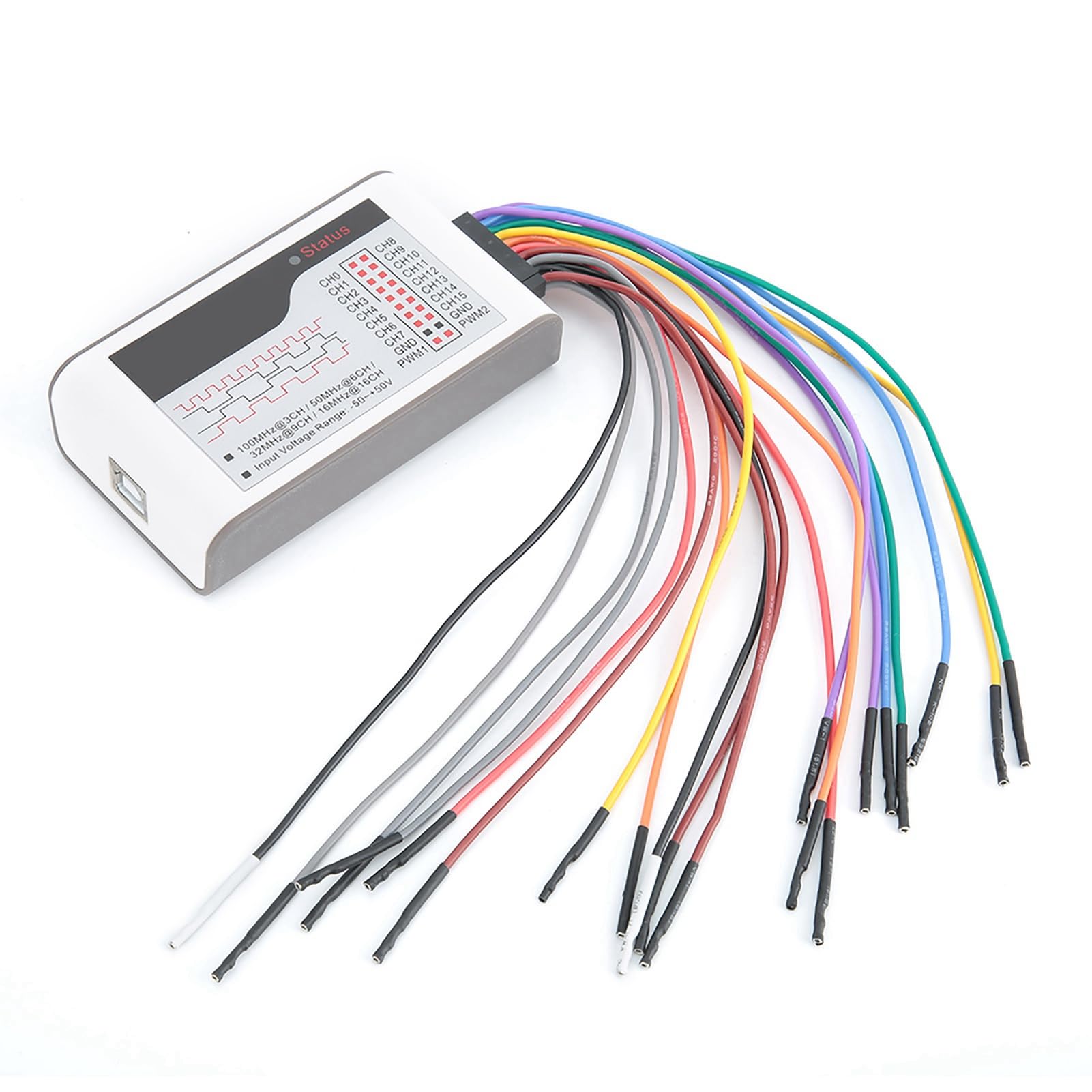 Analizador lógico USB Klanata LA1010, 16 canales Analizador de lógica digital de 100MHz con salida PWM de umbral ajustable, para XP/7/8/10