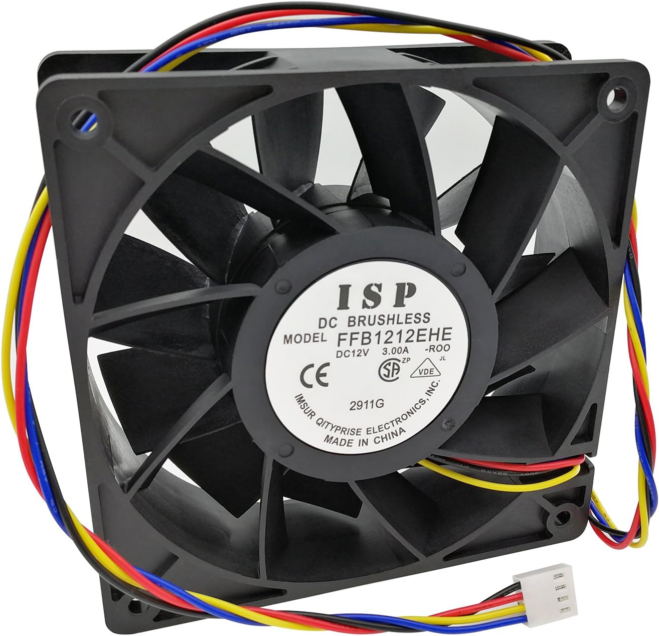 120mm PWM Case Fan Replacement for Antminer S3 S5 S5+ S7 S9 T9 L3+, 190CFM, Dual Ball Bearing, 4-Wire 4-Pin Connector (Model: FFB1212EHE)