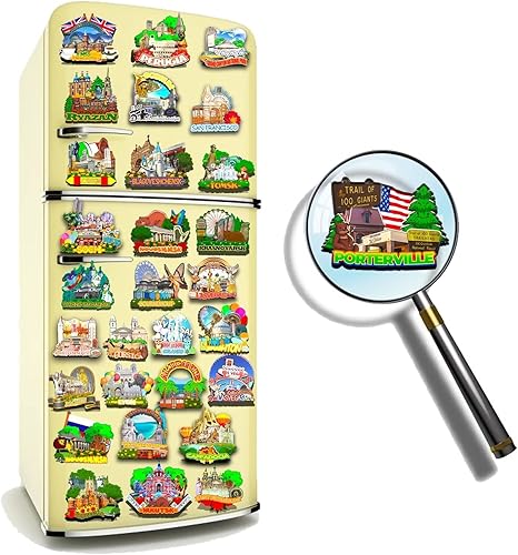 Miniatura 4 de Porterville - Imán de madera para nevera, diseño 3D de California, Estados Unidos, decoración de recuerdos coleccionables de viaje, hecho a mano,