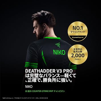 Razer DeathAdder V3 Pro White Gaming Mouse, Wireless, Ultra Lightweight 2.26 oz 64 g, Evolved Ergonomic Shape, Highest Class Precision Focus Pro 30K Optical Sensor, 3rd Generation Optical Mouse