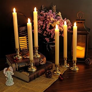 Ivory Flameless Window Taper Candles Battery Operated Remote Timer