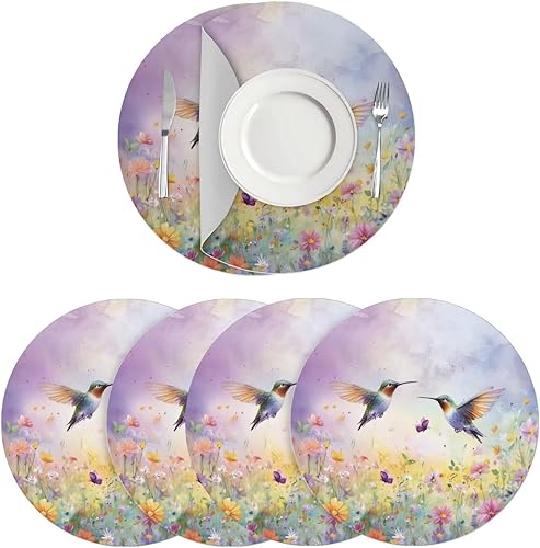 Miniatura 37 de Juego de 6 manteles individuales redondos resistentes al calor de mármol dorado de 15 pulgadas para decoración de mesa de comedor resistente al