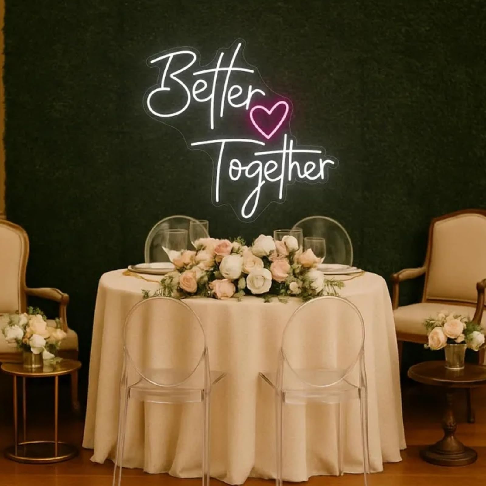 Better Together Neon Sign for Wall Decor, LED Wedding Sign