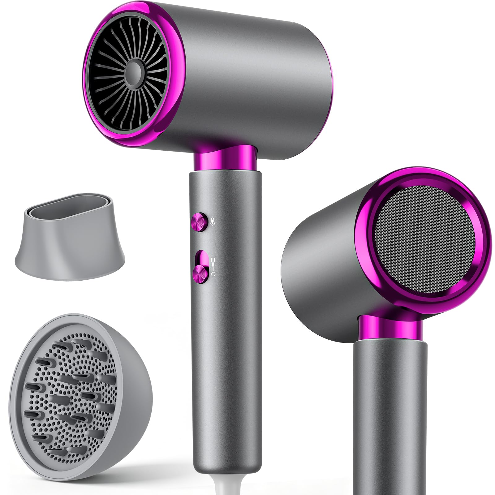 Sèche Cheveux 2400W Séchage Rapide Ionique avec Diffuseur Boucles | 3 Températures 2 Vitesses Air Froid Concentrateur Léger et Compact pour Brushing Maison Voyage