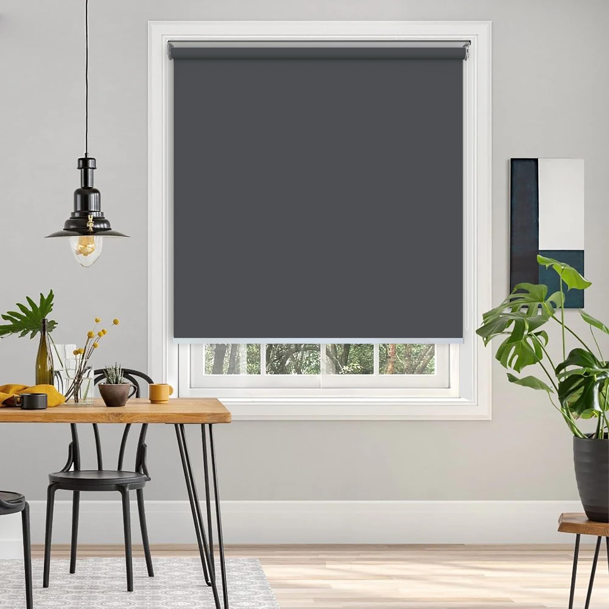 100% Blackout Roller Blinds for Windows 23 Inch W X 36 Inch L Roll-Up Shades Sun UV Protection for Home & Office, Gray| Customised Size | Heavy Duty in 38 MM Pole