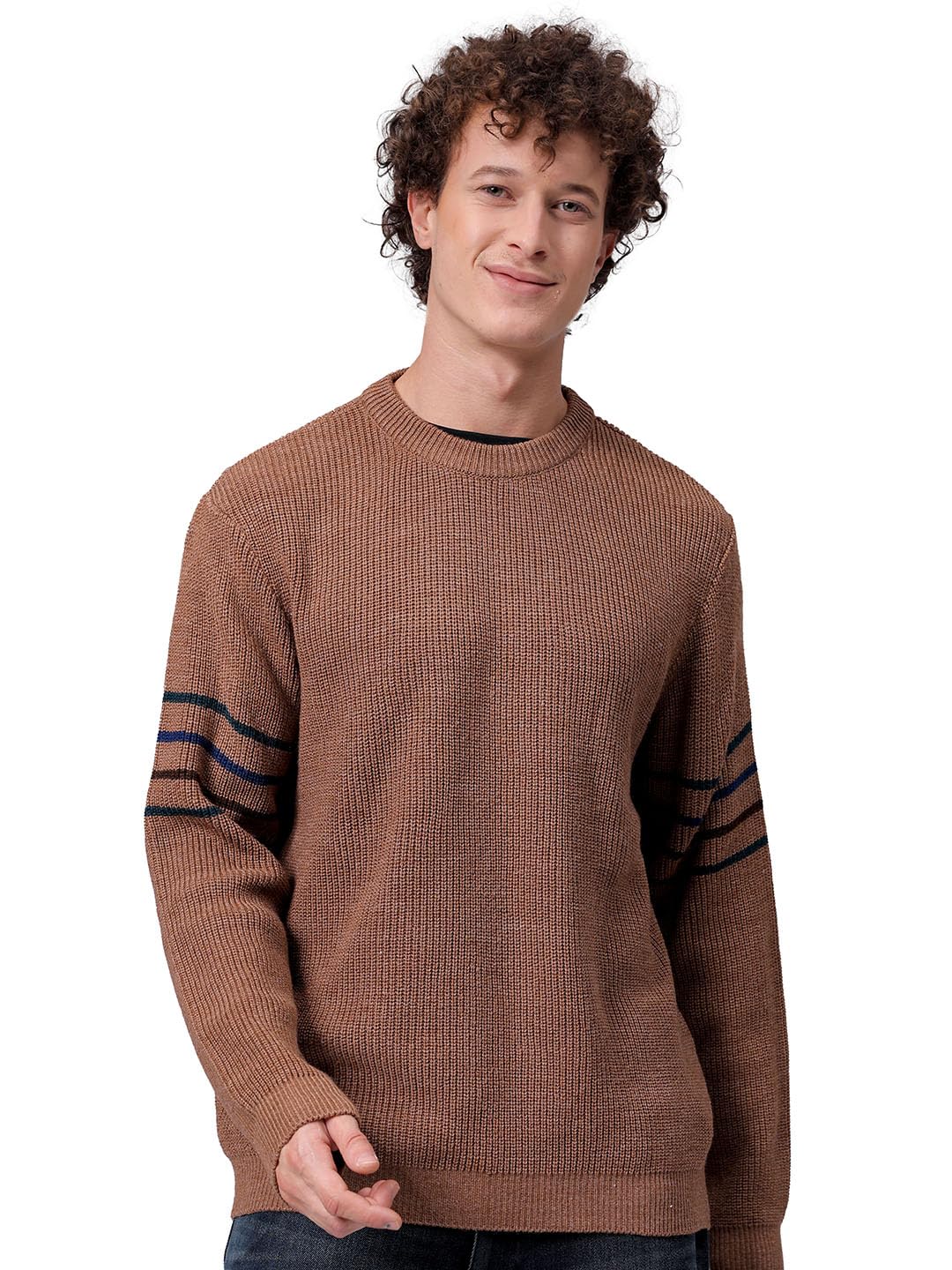 the indian garage co Men's Acrylic Crew Neck Pullover Sweater (0424-FSRLXSWT3-01-Taupe-2XL_Taupe-picture-50