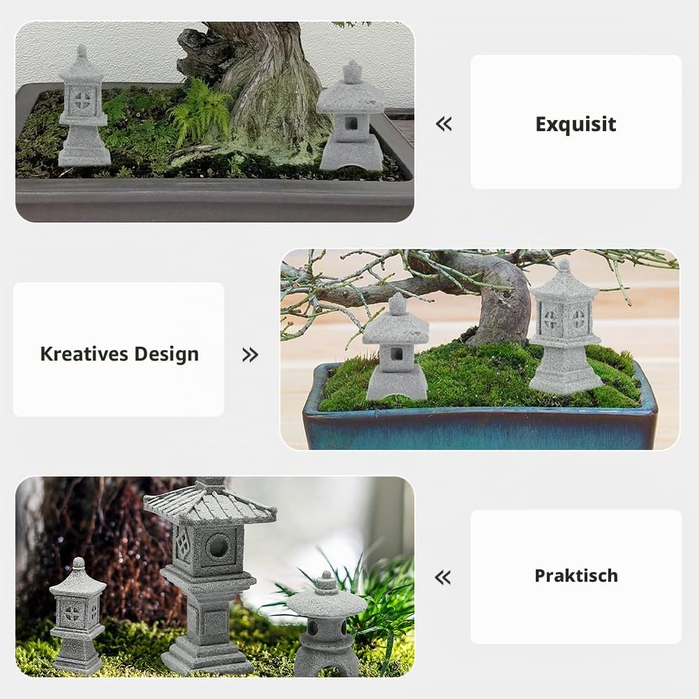 Operitacx 3PCS Miniatur Pagoden Statue Set Für Zen Garten, Bonsai, Aquarium, Japanische Gartendeko, Handgefertigte Steinlaternen Für Innen- Und Außendekoration