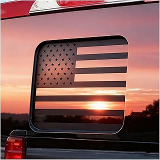 SHUOXUKE Rear Middle Window American Flag Decal for Ford F150 F250 F350 2015-2020 2021 2022 2023 2024 2025 Ford Performance Truck Window Decal for Vehicles USA Flag Sticker Accessories,Matte Black