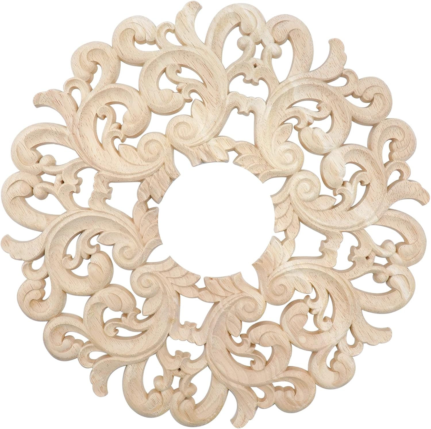 Semetall 1PCS Ceiling Medallion Decorative Ceiling Fan Medallion Round Home Lighting Ceiling Medallion Ring for Light Fixtures Ceiling Fans Chandeliers,11.61"ODx3.15"ID Rubber Wood-Style 9