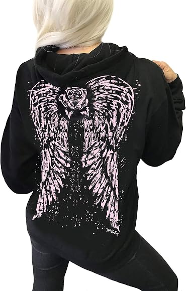Sexy Angel Wings Tattoo Roses Hoodie Graphic Sexy Women's Pullover  Motorcycle hooded Sweatshirt, Black u0026 Pink Distressed Wing, Small :  Amazon.ca: Clothing, Shoes u0026 Accessories