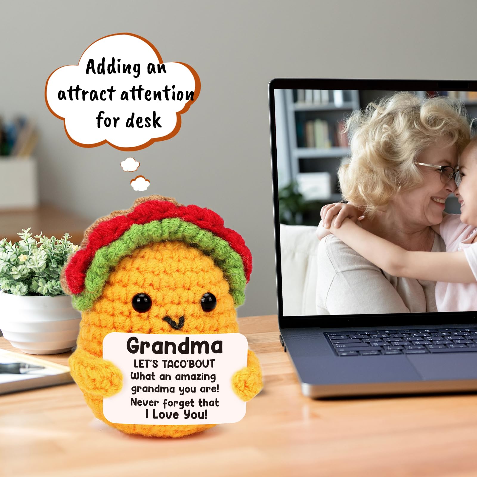 LuoHere Grandma Gifts Mothers Day Birthday Gifts for Grandmother from Grandkids, Gigi Gift for Great Best Grandma Ever Mothers Day Christmas Funny Granny Grandparents Mimi Nana Handmade Crochet Taco