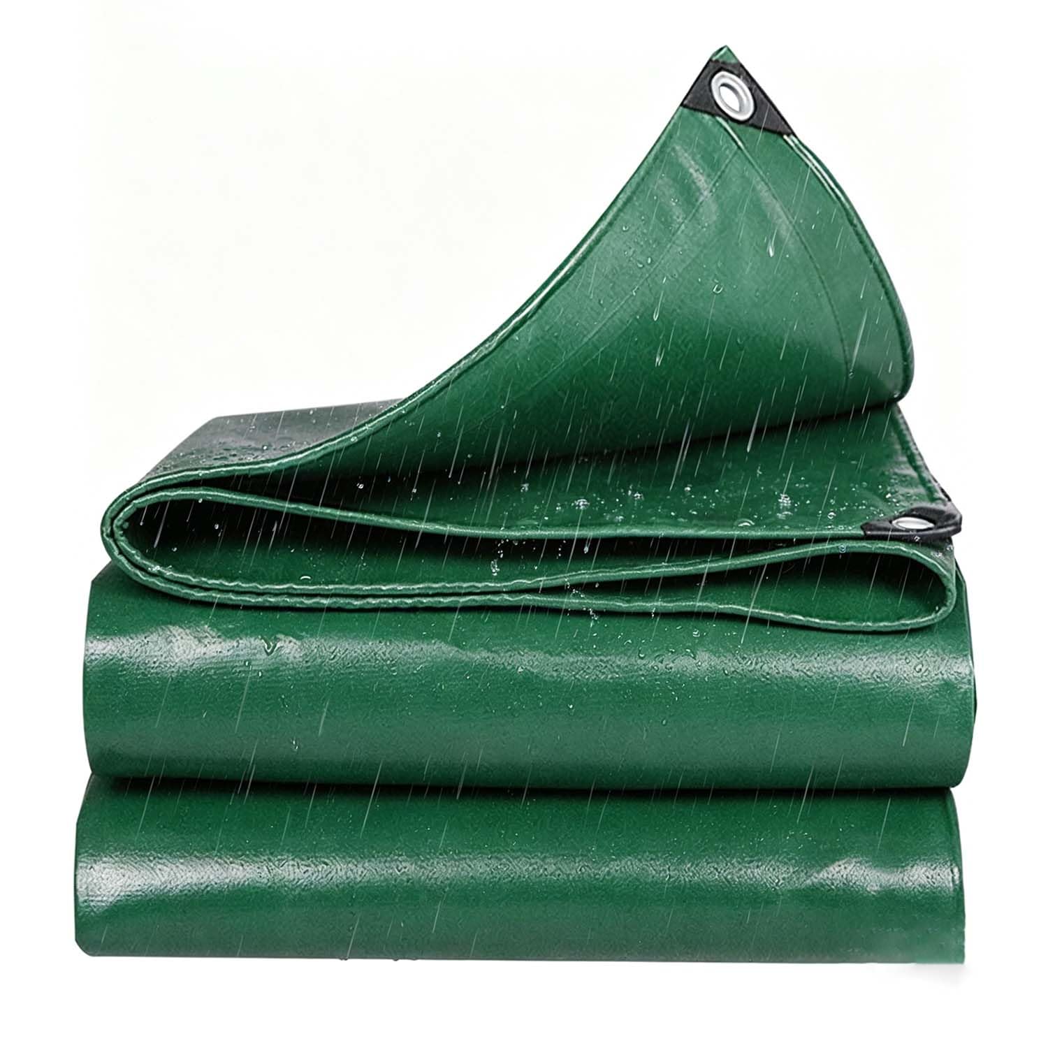 Ffsaacol Tarps Heavy Duty Waterproof, PVC Tarpaulin Heavy Duty With Metal Grommets, 180g/m² Heavy Duty Tarp Cover, for Emergency Rain Shelter Camping Tarpaulin Green, 5x7m/16.4x23.0ft