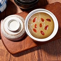 Vista 8 de Tazón de sopa con tapa, tazón de microondas de 7.7 onzas con tapa, tazón japonés pequeño para sopa (blanco)