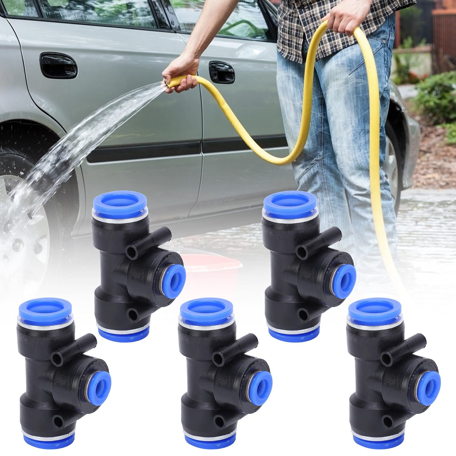 25 Pezzi Pneumatico a Forma di T Connettore Riduttore Tubo a 3 Vie, Spinta Rapida Per Collegare Raccordo a T Raccordo Tubo Aria 16 X 8 X 16 mm