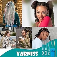 Vista 7 de Yarniss Ganchos de ganchillo para rastas con mango ergonómico, aguja de ganchillo para cabello de 0.75mm para trenza Loc
