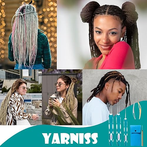 Miniatura 7 de Ganchos de ganchillo para rastas con mango ergonómico, aguja de ganchillo para cabello de 0.030 in para trenzas locales