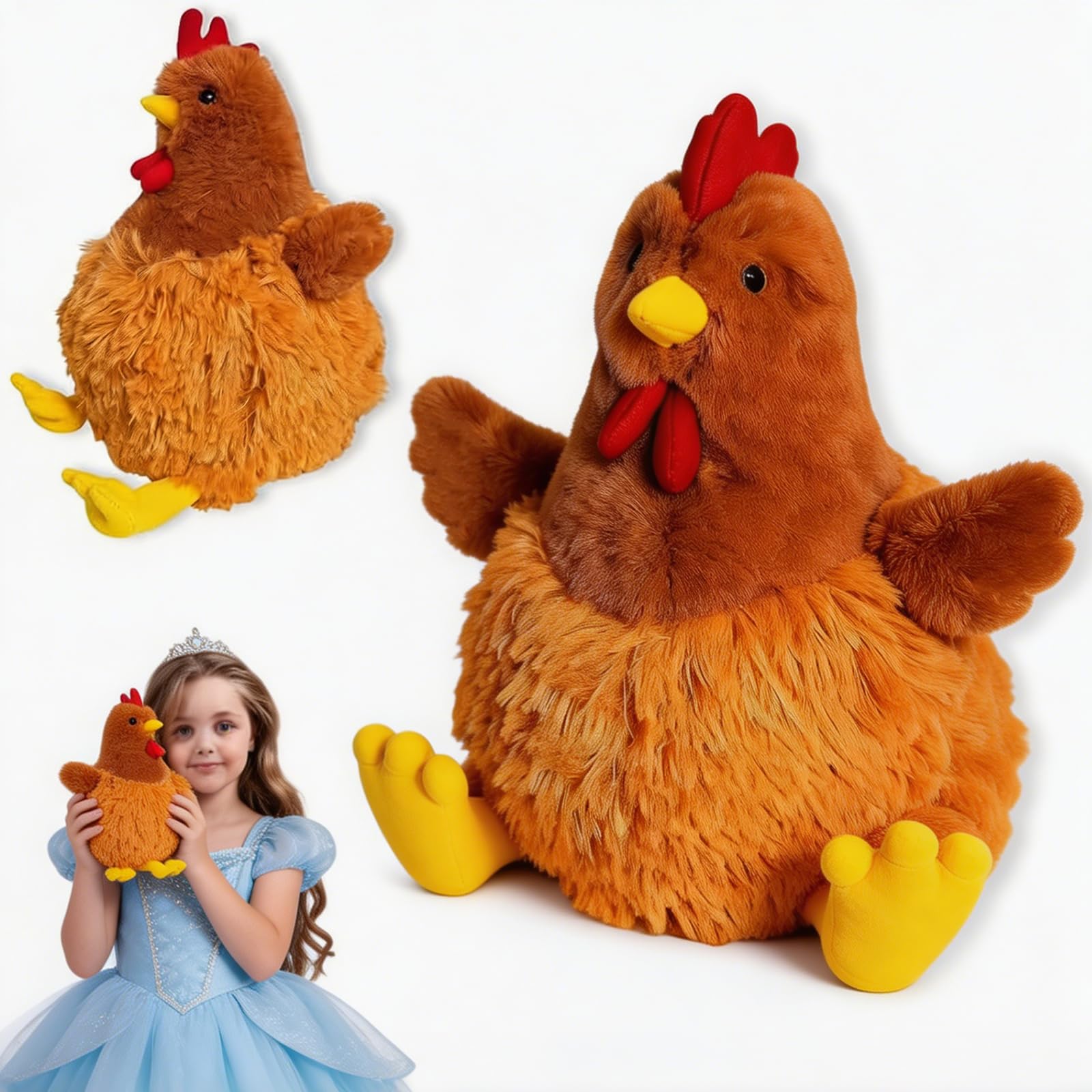 ToqoGeri Chicken Plush, Chicken Teddy Premium Soft Textile Design, Chicken plush Ideal for Home Decor and Collectible Displays, Realistic Feather Texture with Durable Construction
