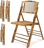Vista 17 de VINGLI Silla Plegable de Bambú, Sillas Plegables de Madera para Comedor Cómodas para Interior y Exterior, Patio, Porche, Boda, Fiesta, Evento, Marrón