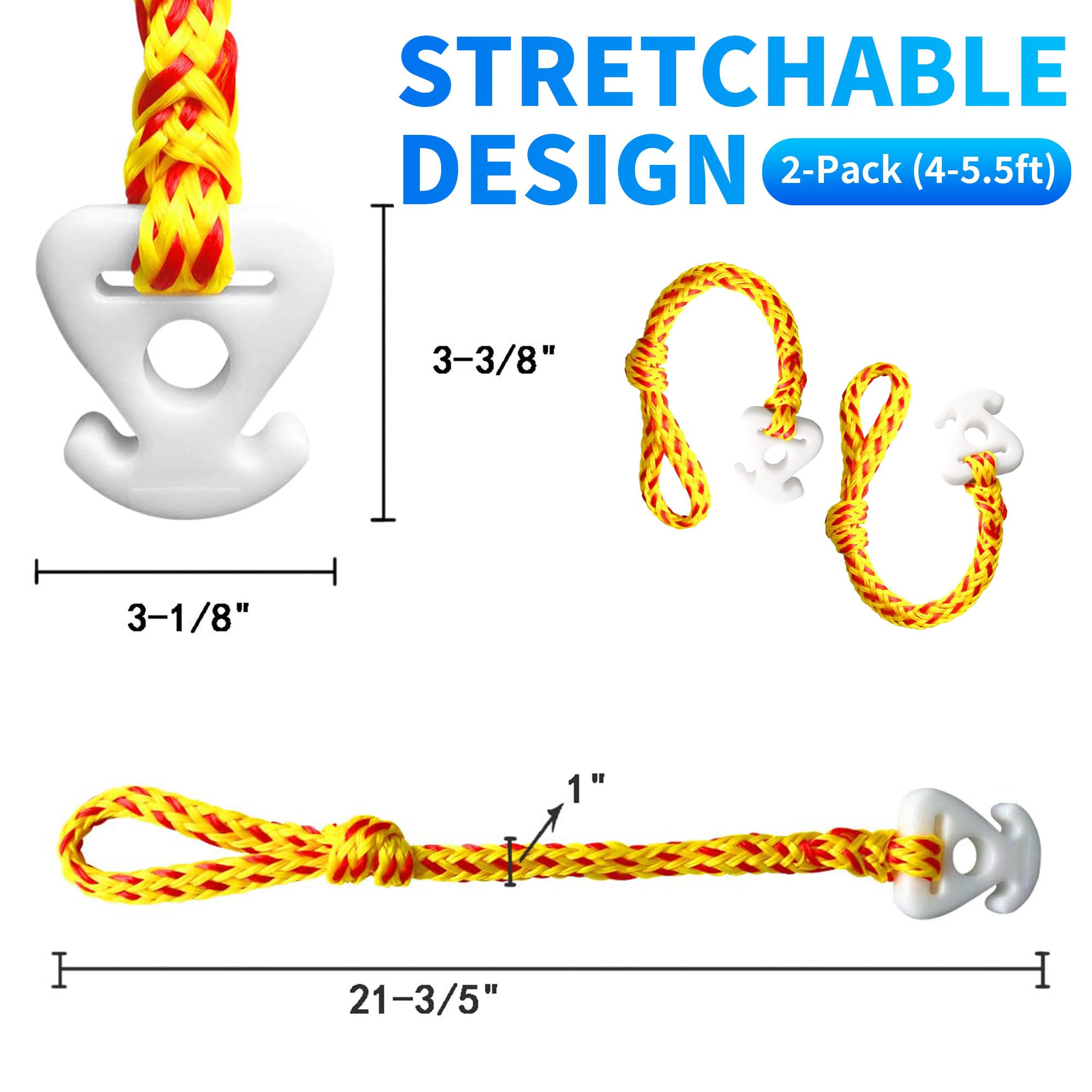2 paquetes de conectores rápidos para tubo de barco y cuerda de remolque, conector de tubos remolcables de agua compatible con barcos, tuberías, wakeboard, esquí, deportes acuáticos, longitud