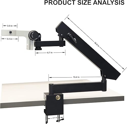 Miniatura 2 de Parco Scientific PA-7 Soporte articulado de la abrazadera del brazo para los microscopios estéreo, estante de enfoque del diámetro de 249.3 ft m con