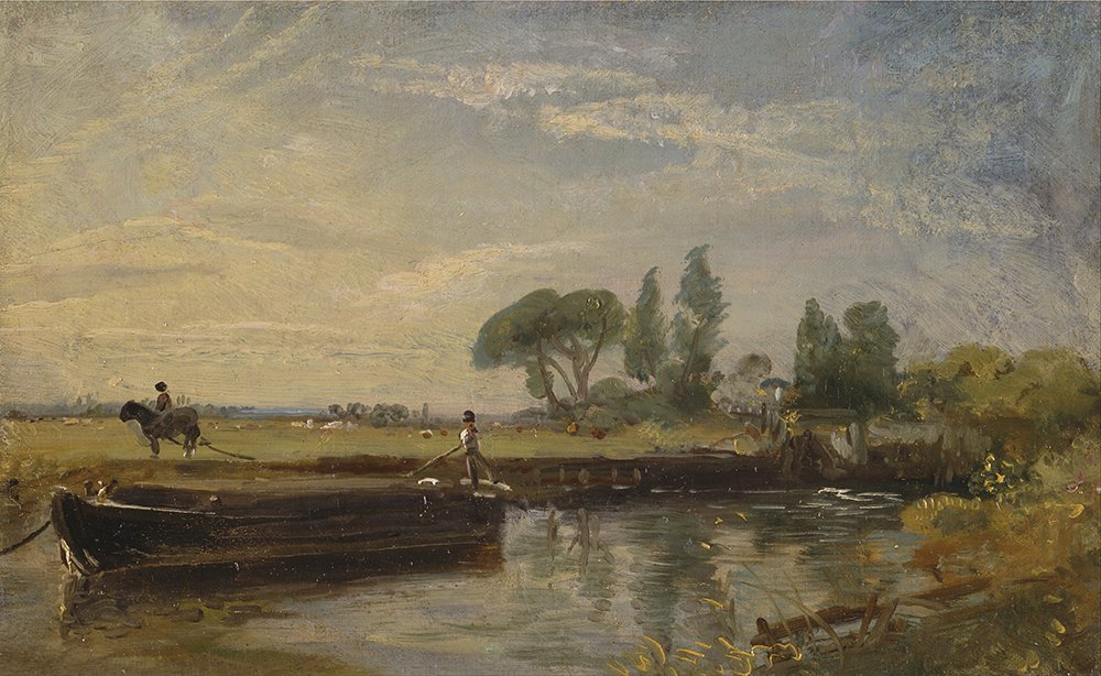 Barge Below Flatford Lock impression d'art mate sans reflets gênants