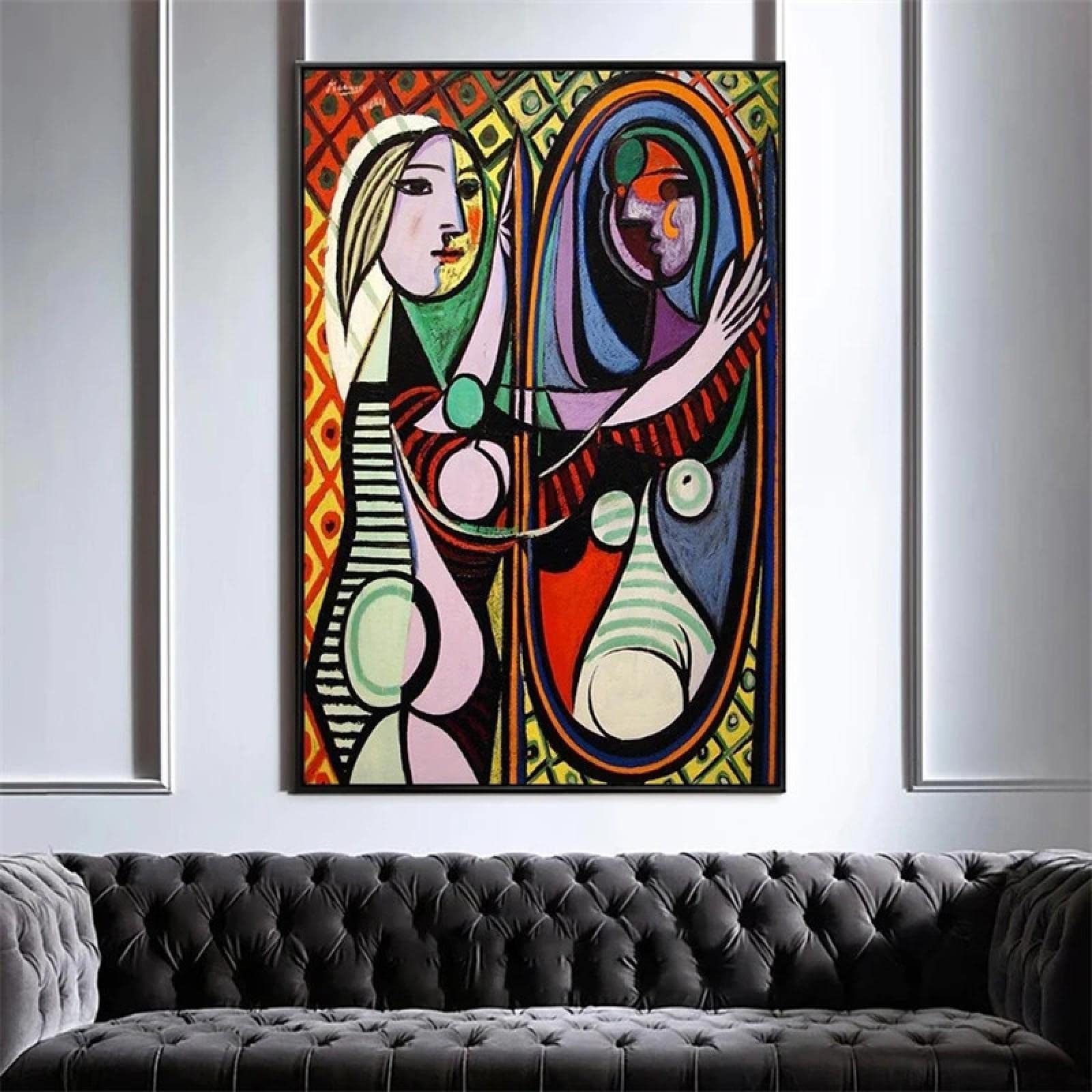 dsdsgog Famoso Picasso Guernica Arte Lienzo Pintura Gran Póster Abstracto e Impresiones Cuadro de Arte de Pared para Sala de Estar Decoración del Hogar 30x45cmx3 Sin Marco