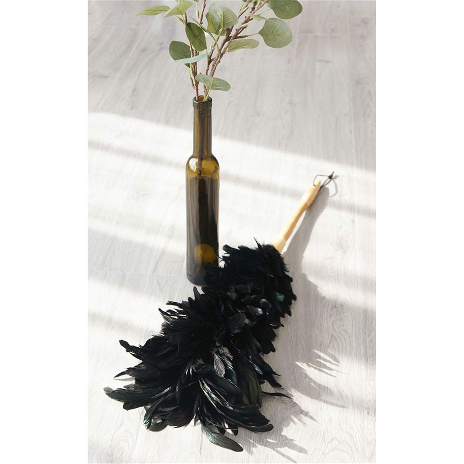 Cepillos de limpieza de escobas de mano Plumero con mango de madera maciza, flexible, buenos agarres, antiestático, plumero for el hogar, oficina y coche - negro Cepillo de limpieza de cerdas para el