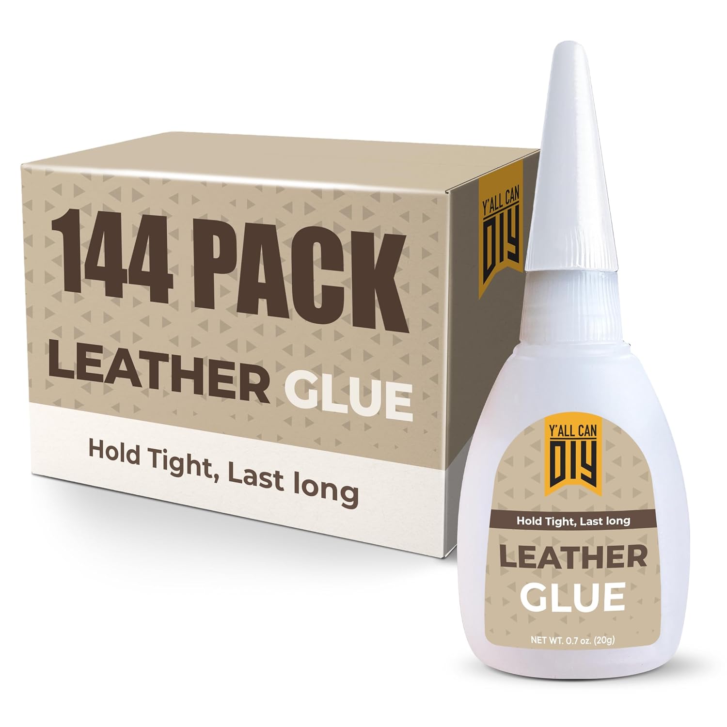 Y'allCanDiy Super Glue for Leather 144 Pk x .7 Oz. (20g)- Leather Glue - Adhesive for Purses, Sofas and Furniture. Heavy Duty Waterproof Cyanoacrylate Based Adhesive for Leathercraft, Upholstery