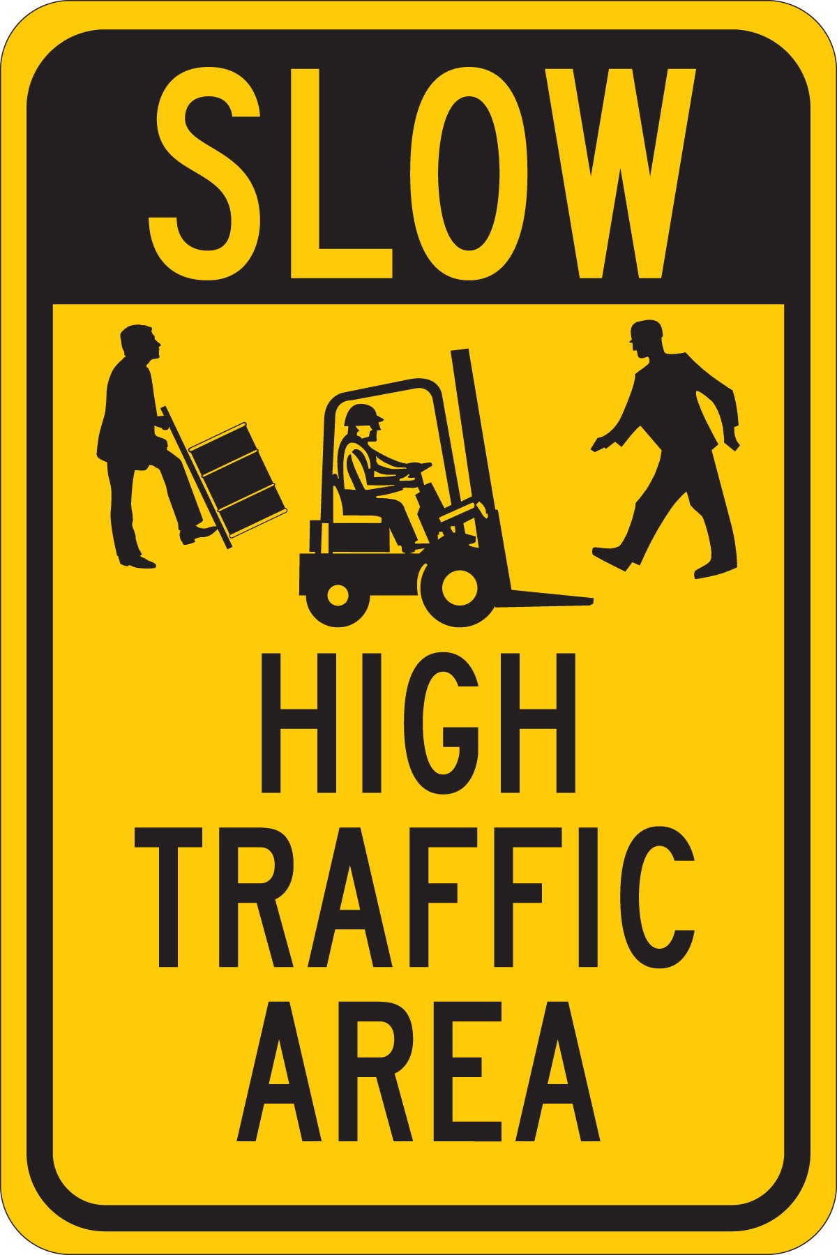 Black On Yellow "Slow High Traffic Area" Signs Notice Sign Warning Street Tin Sign 8x12
