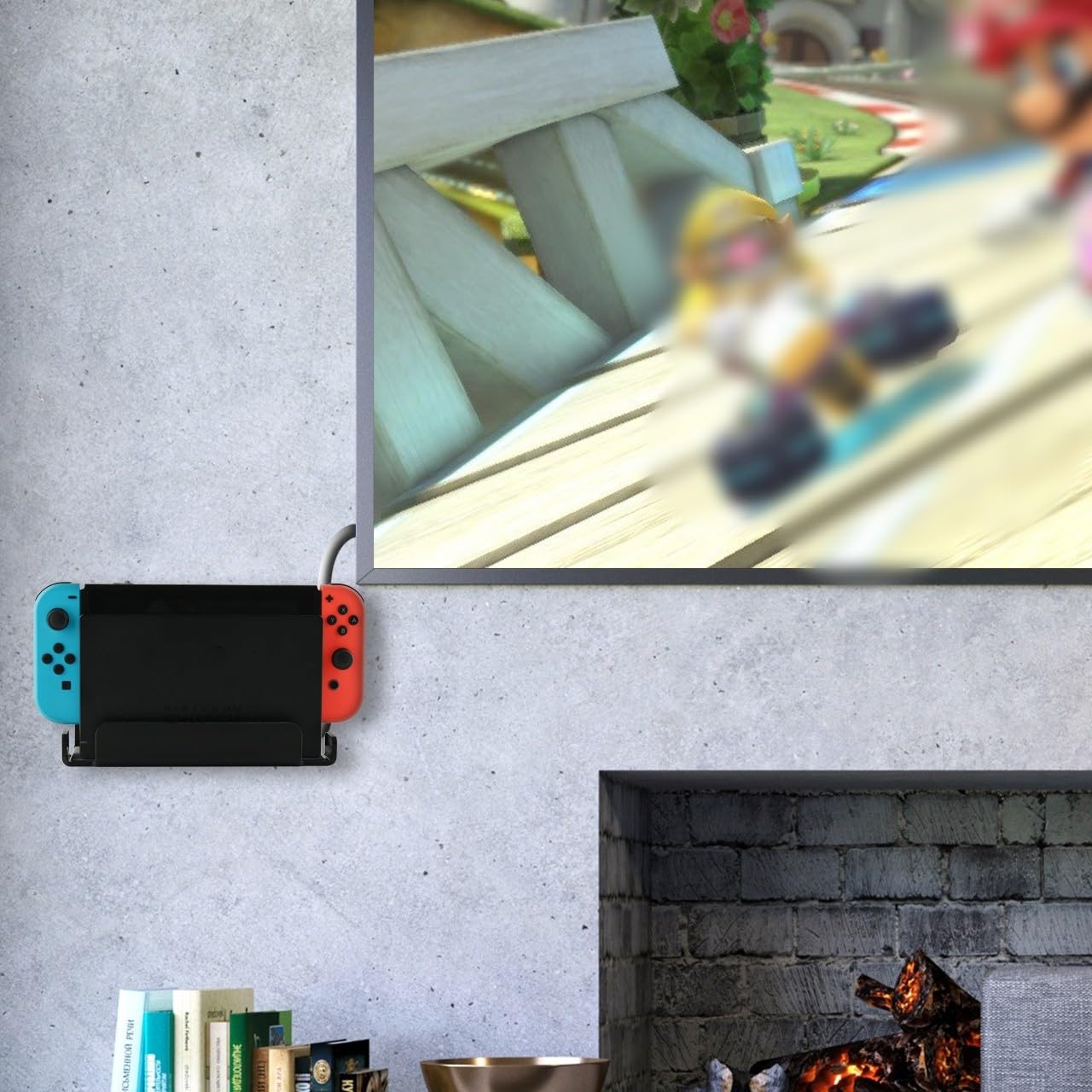 Supporto da parete in acrilico per Nintendo Switch Dock - Mensola salvaspazio con facile installazione, compatibile con Switch 1/2, nero