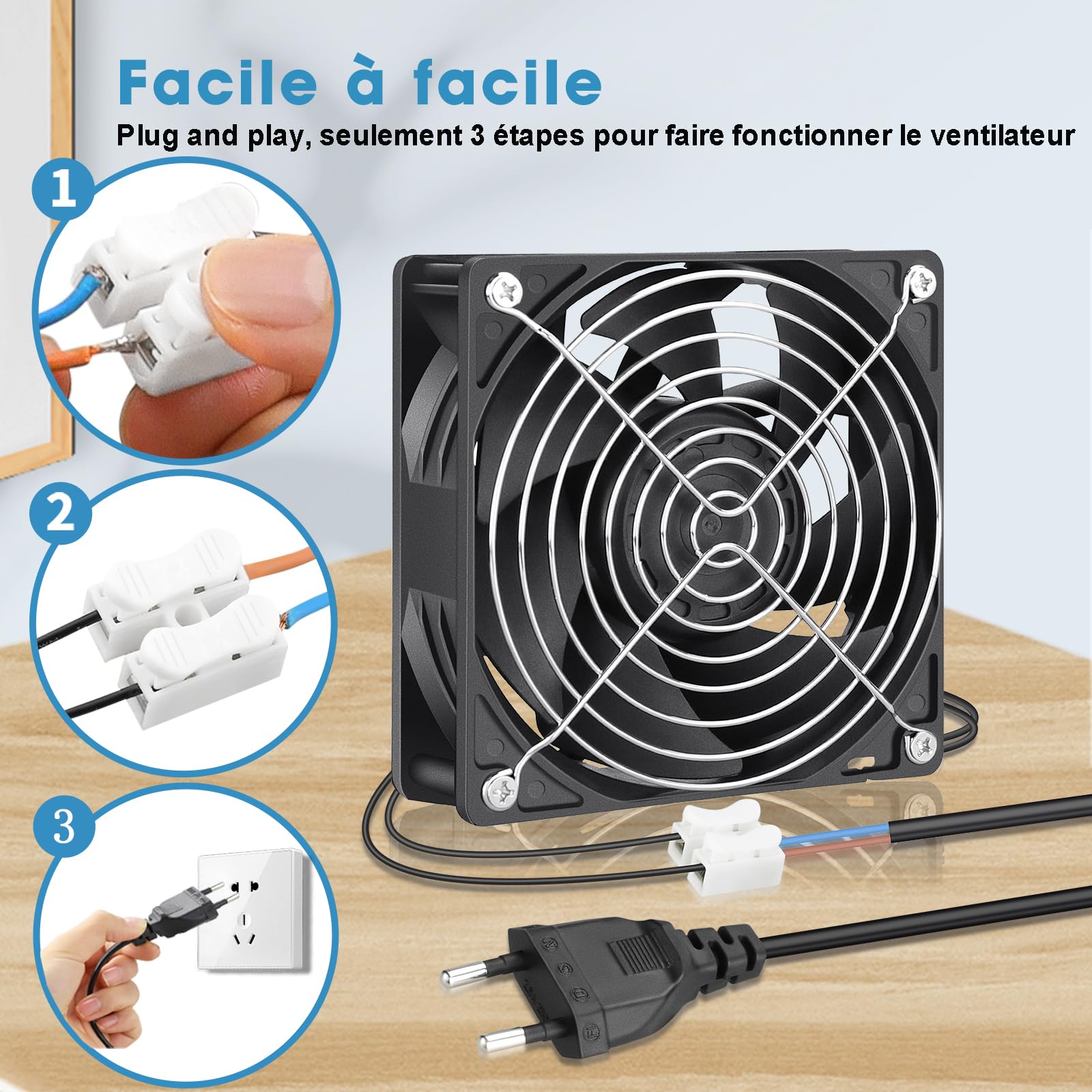 GDSTIME EC AC 120 mm Ventilador 220 V 120 x 120 x 38 Ventilador PC 230 V Ventilo 120 mm con rodamiento de bolas