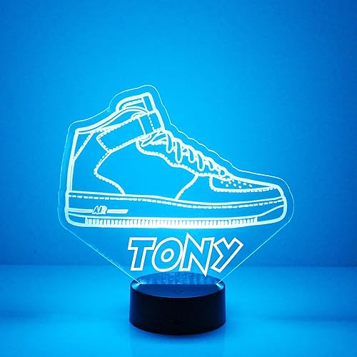 Miniatura 9 de MMS Sneaker - Luz nocturna personalizada con control remoto, lámpara de luz LED grabada personalizada con tu nombre o texto, luz nocturna para