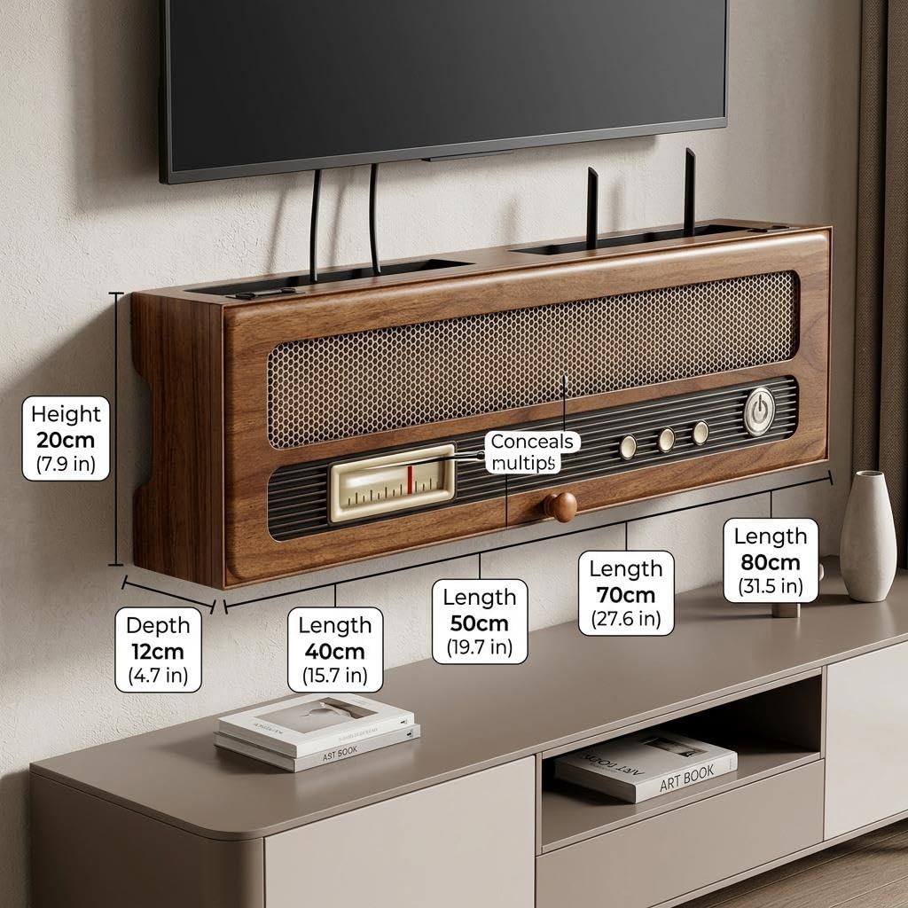 Retro-Stil Router-Versteck, WLAN Box aus Holz, Dekorative Kabelabdeckung