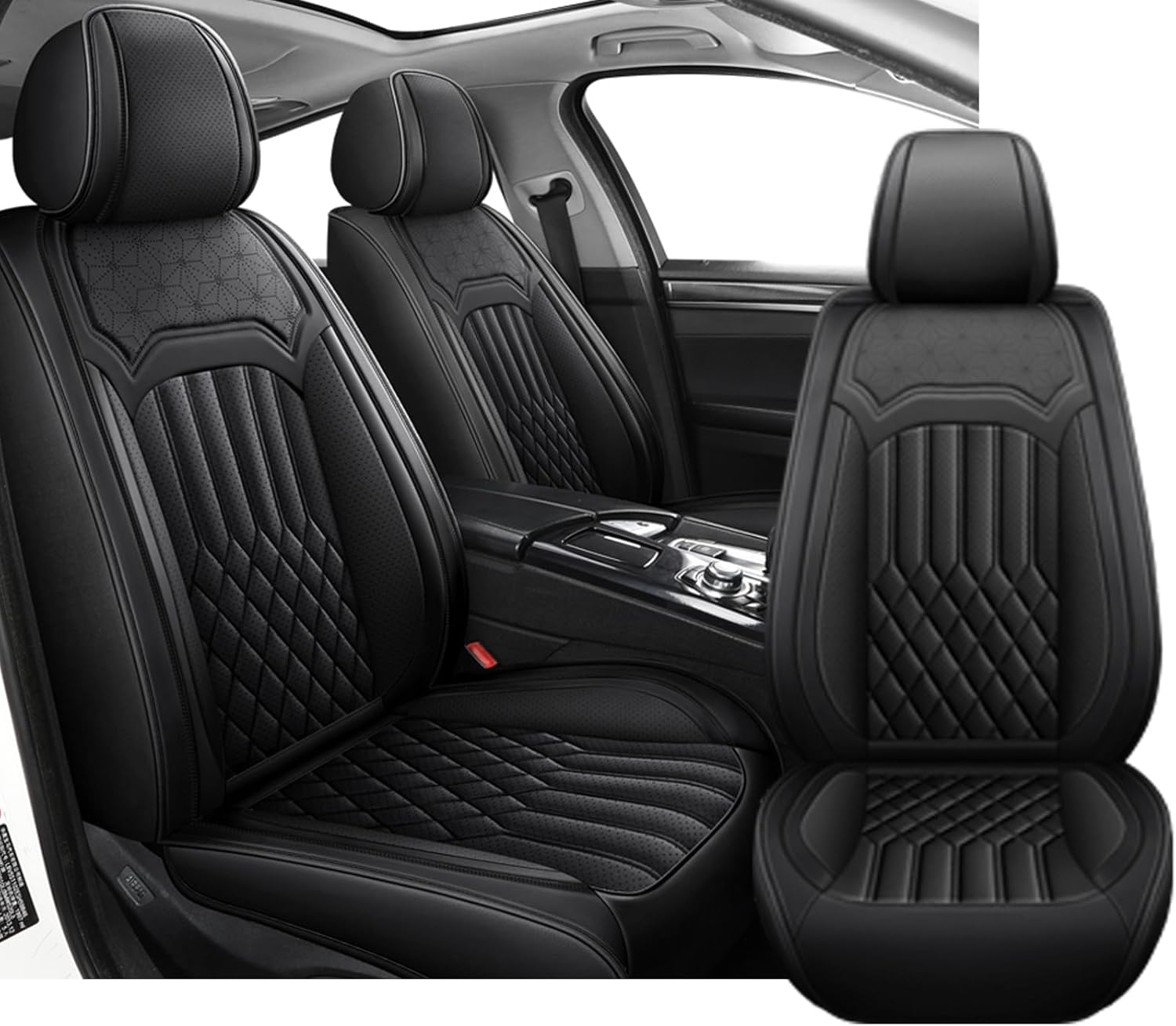 Car Seat Covers for Nissan Ariya 2023-2025 Leather Seat Covers Waterproof Soft Car Seat Cover Protectors Comfort Automotive Seat Cover with Airbag(Black,2PCS Front)