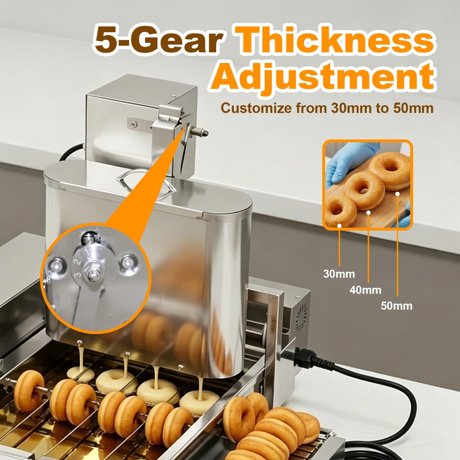 Machine à Beignets Automatique Professionnelle, Friteuse à Donuts 4 Rangées, Capacité 1800 Pcs/h, Acier Inoxydable 304, Équipement de Boulangerie et Pâtisserie Professionnel(110V)