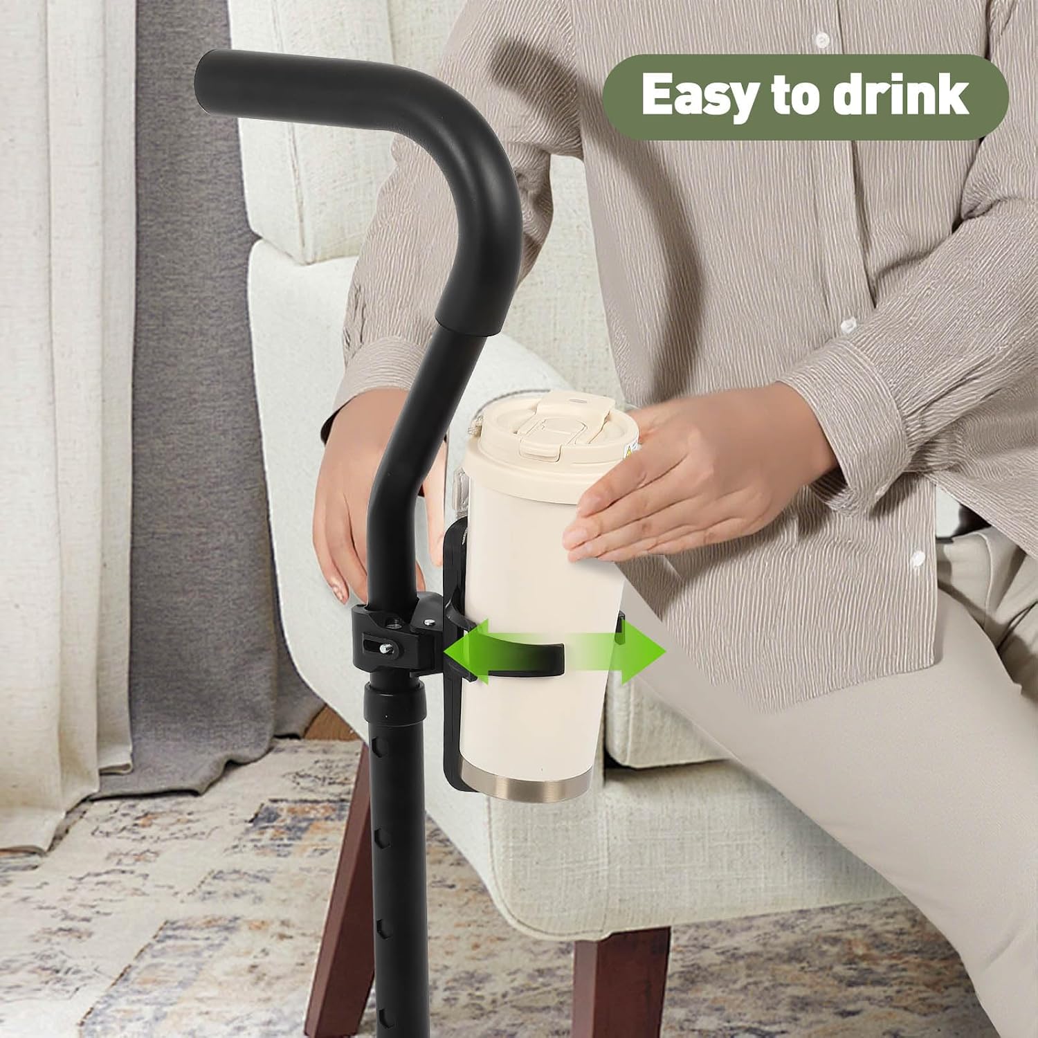 Couch Stand Assist with Cup Holder, 6 Adjustable Heights Chair Lift Assist Devices for Seniors, Handicap, Disabled Ergonomic Stand Assist Safety Handle,Black/1